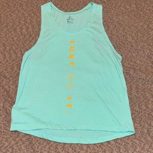 Nike Aqua Tank Top with Vertical Yellow 'Just Do It.'